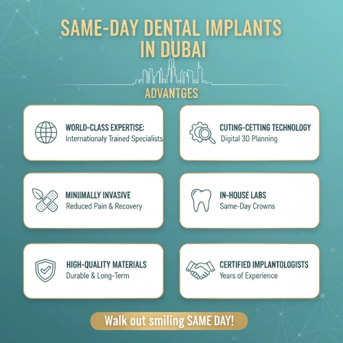 Immediate Load Implants: Get Your New Smile in Hours 2 Get a functional, natural smile in just one day! Discover why Dubai is the top choice for same-day dental implants. Expert specialists and instant confidence.